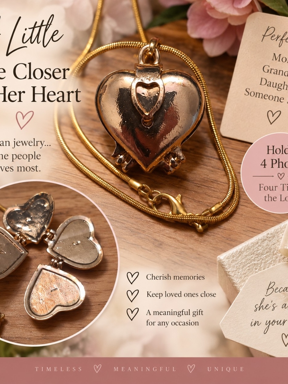 Gold style Heart Locket Necklace